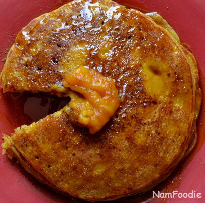 Pumpkin pancakes cut